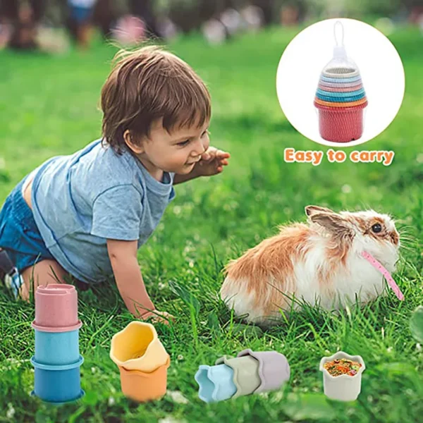 Stacking Cups Toy For Rabbits Multi-Colored Reusable Small Animals Puzzle Toys For Hiding Food Playing Bunny Accessories Pet 6