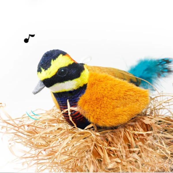 Pet simulation calling bird plush sound hanging cat toy feather bird cat self fun to relieve boredom 5