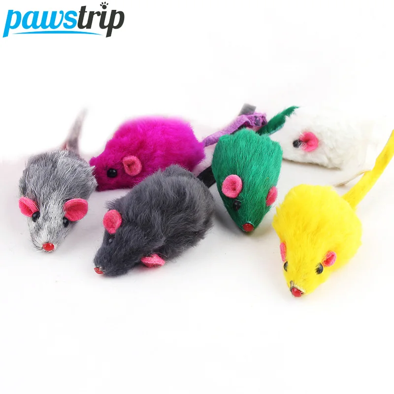 pawstrip Rabbit Fur False Mouse Pet Cat Toys Feather Rainbow Ball Toy Cayts Funny Playing Toys For Cats Kitten Fish Cat Toy 1