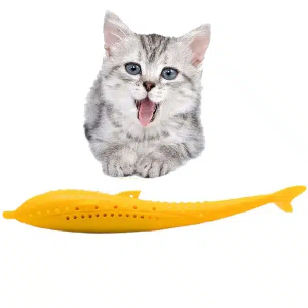 Cat Teeth Brushing Toy Teeth Cleaning Cat Stick Fish-shaped Silicone Toy Chew Resistant Interactive Toys Catnip Pet Supplies 4