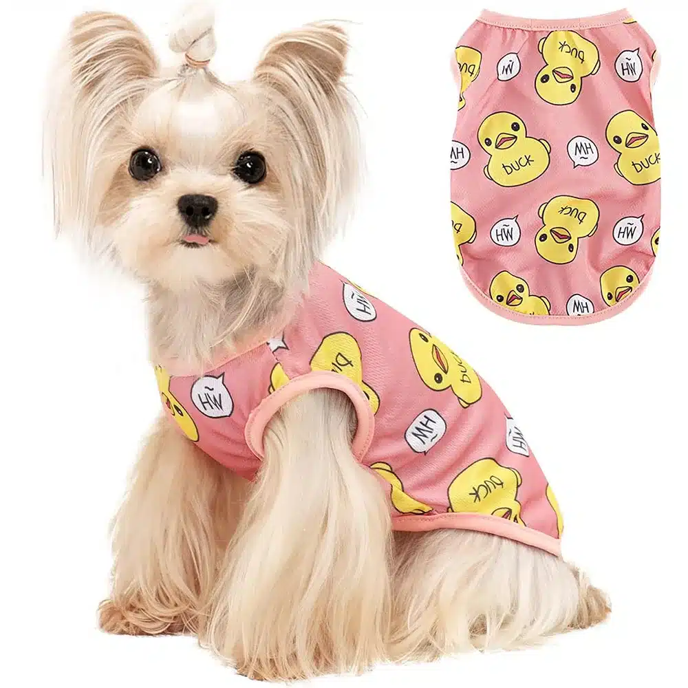 Dog Shirts Soft Pet Clothes Breathable Summer Printed Vest T-shirts for Small Puppy and Stretchy Cat Apparel Cute Doggy Outfits 1