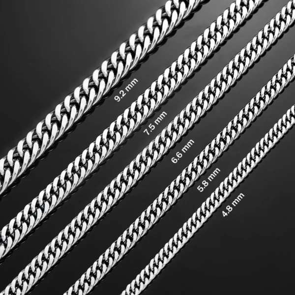 4.8mm/5.8mm/6.6mm/7.5mm/9.2mm Stainless Steel Cuban Link Chains Classic Men Boy Curb Chunky Necklace 14 to 30 Inches 2