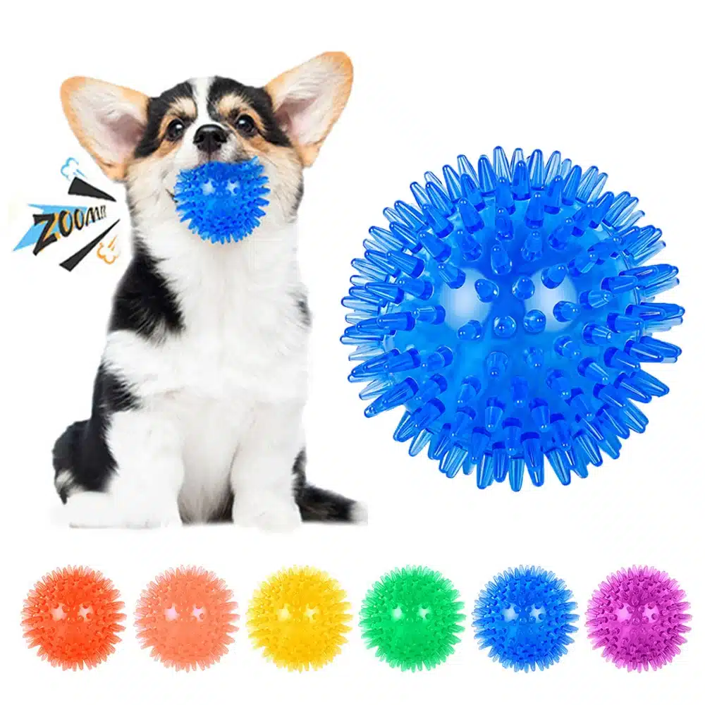 Pet Dog Toys Cat Puppy Sounding Toy Polka Squeaky Tooth Cleaning Ball TPR Training Teeth Chewing Toy Thorn Balls Pet Accessories 1