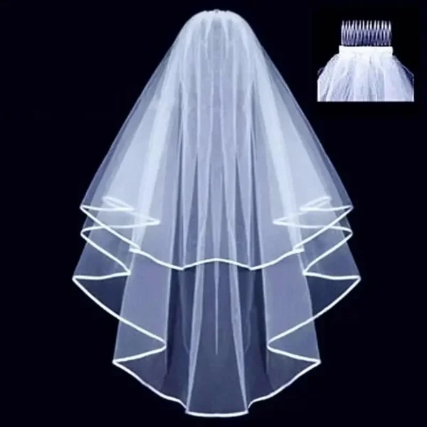 Simple Ribbon Edge Soft Tulle Wedding Veils with Comb Marriage Wedding Accessories 2024 4