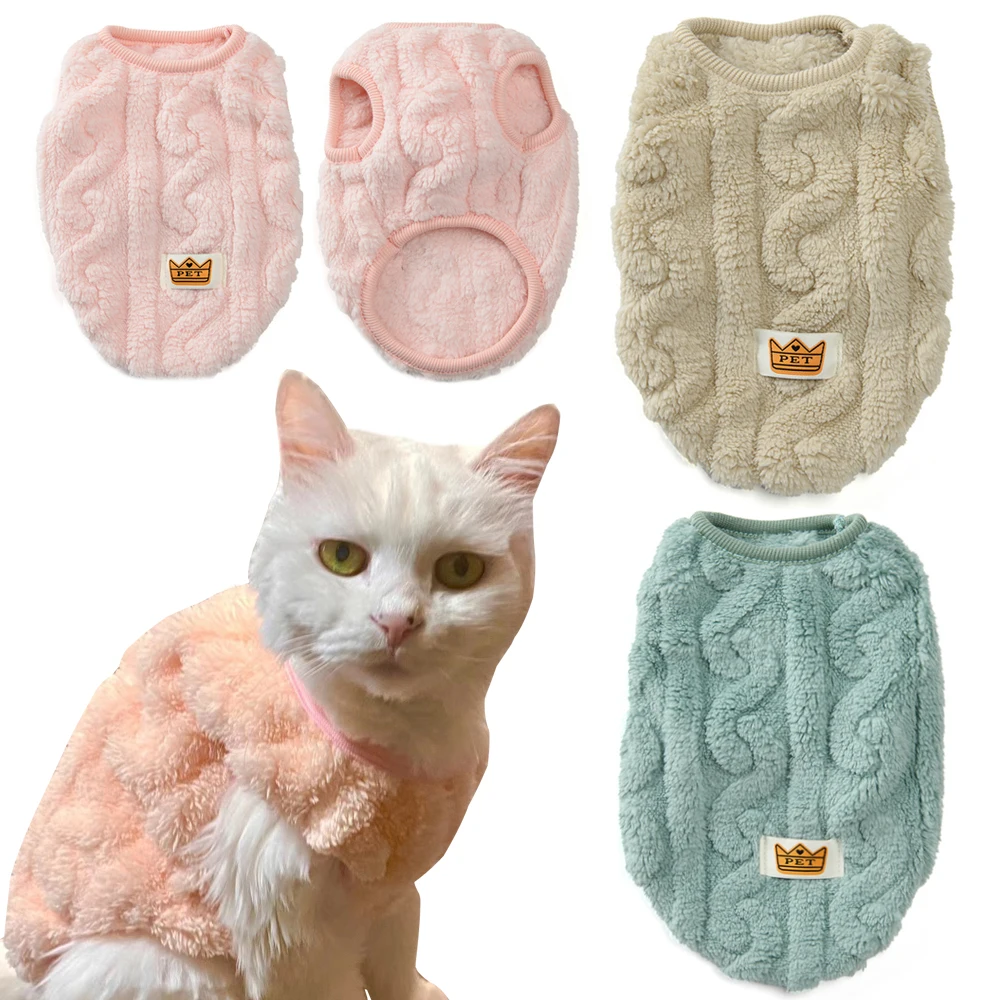 Autumn Winter Pet Cat Clothes Warm Fleece Sweatshirt Apparel For Small Medium Dogs Cats Costume Cozy Soft Kitten Puppy Clothing 1