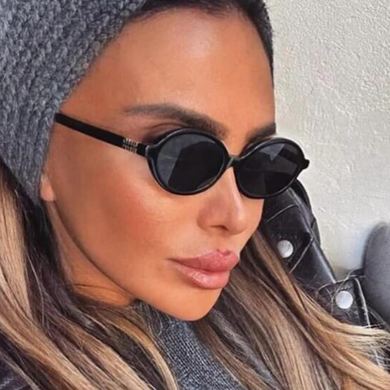 Sexy Small Oval Sunglasses For Women 2024 Brand Designer Fashion Luxury Shades UV400 Black Eyewear Men Vintage Sun Glasses 1