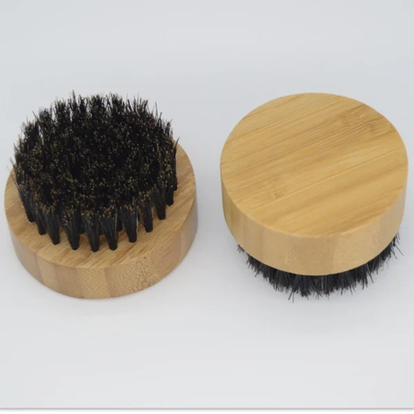 Q1QD Round Handle Beard & Mustache Brush Hair Boar Bristle Beard Brush Massage Comb Men Beard Grooming Tool 3