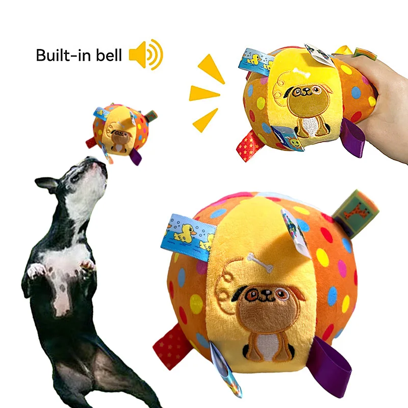 Plush Dog Vocal Toy Ball Funny Interactive Pet Toys with Bells Cleaning Tooth Chew Toy For Small Large Dogs Cats Puppy Plaything 1