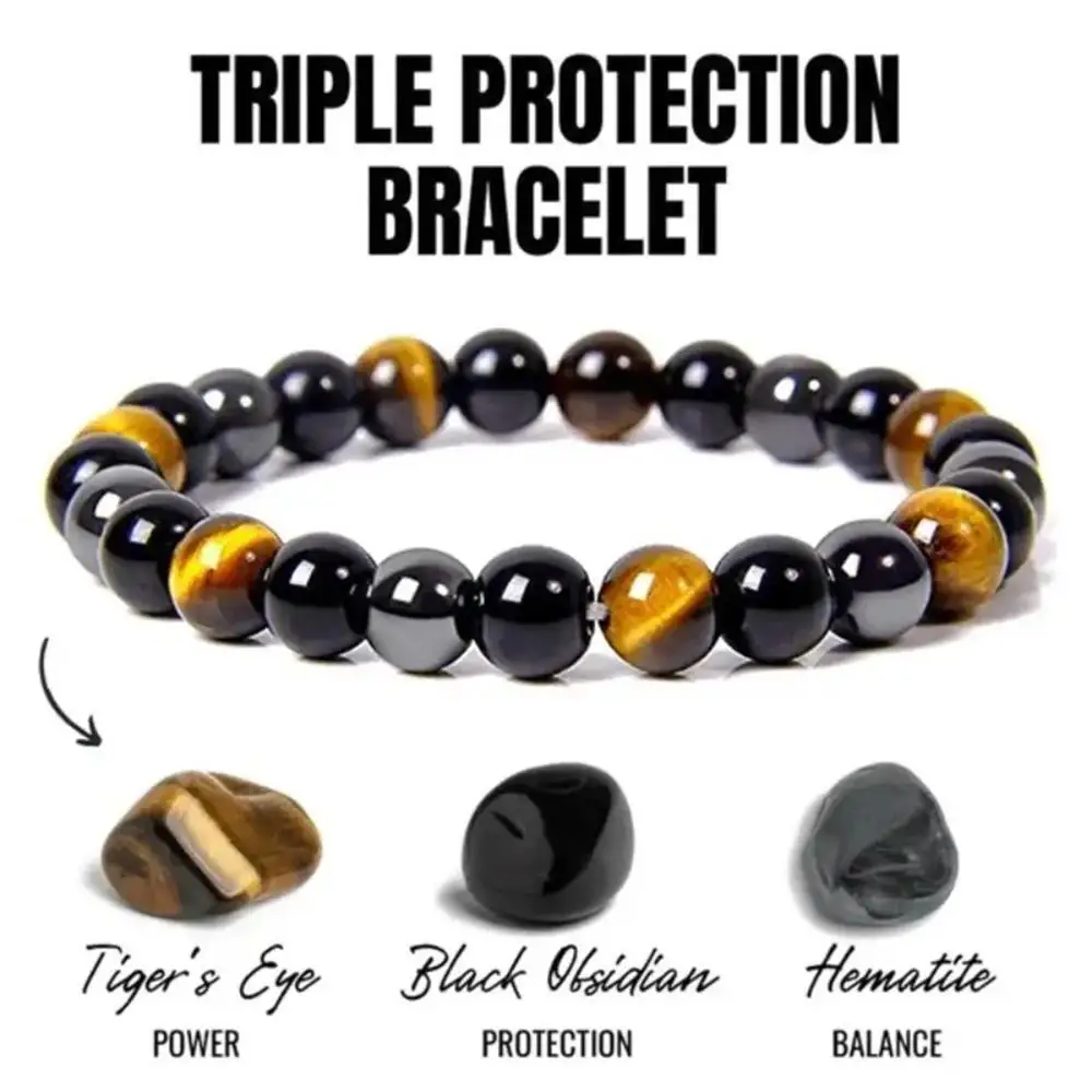 1 Natural Black Obsidian Hematite Tiger Eye Bead Bracelet For Men Magnetic Health Protection For Women Soul Jewelry 1