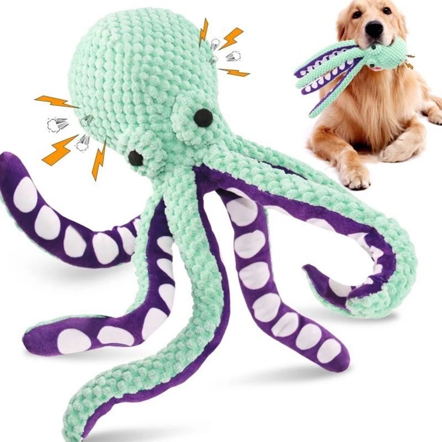 Dog pet plush octopus toy interactive sound anti-demolition home large and small dog boredom companion toy 1