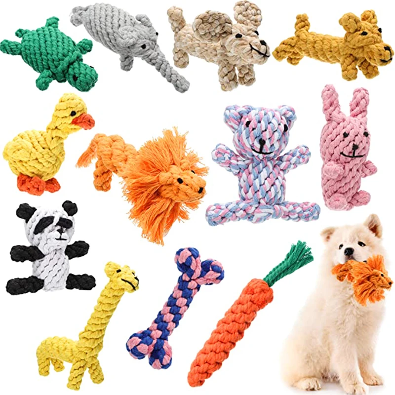 Dog Rope Toy Cartoon Animal Dog Chew Toys for Small Large Dogs Cats Molar Cleaning Teeth Toy Bite Resistance Puppy Pet Supplies 1