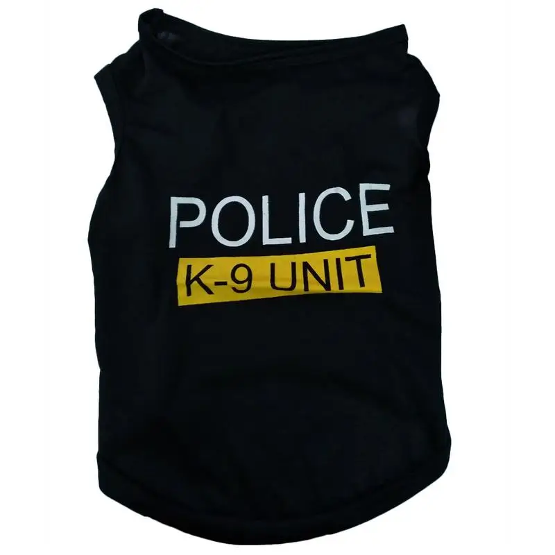 Police Suit Cosplay Dog Clothes Black Elastic Vest Puppy T-Shirt Coat Accessories Apparel Costumes Pet Clothes For Dogs Cats 1