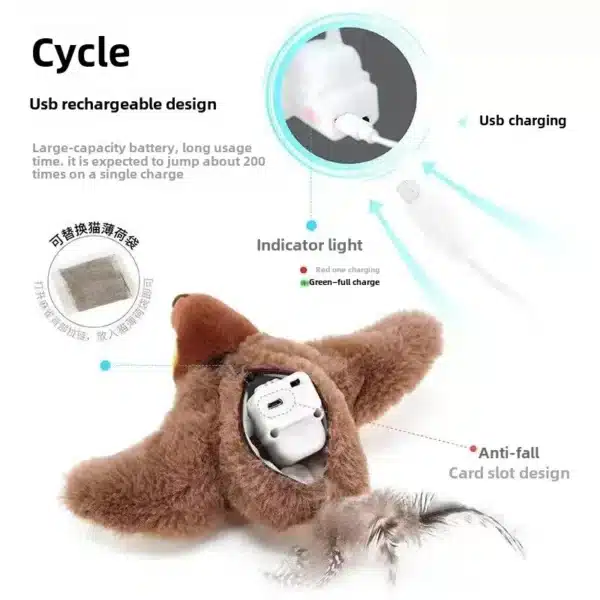 Hot Cat Interactive Toys Catnip Electric Pat Bird (with Catnip) Dog Cats Touch-Activated Squeaky Plush Toy Pet USB Rechargeable 5