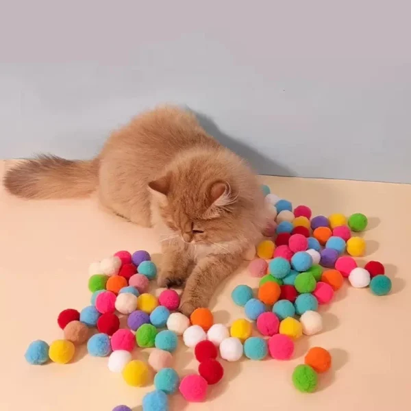 Interactive Launch Training Cat Toys Creative Kittens Mini Pompoms Games Stretch Plush Ball Toys Cat Puppy Toys Supplies 3