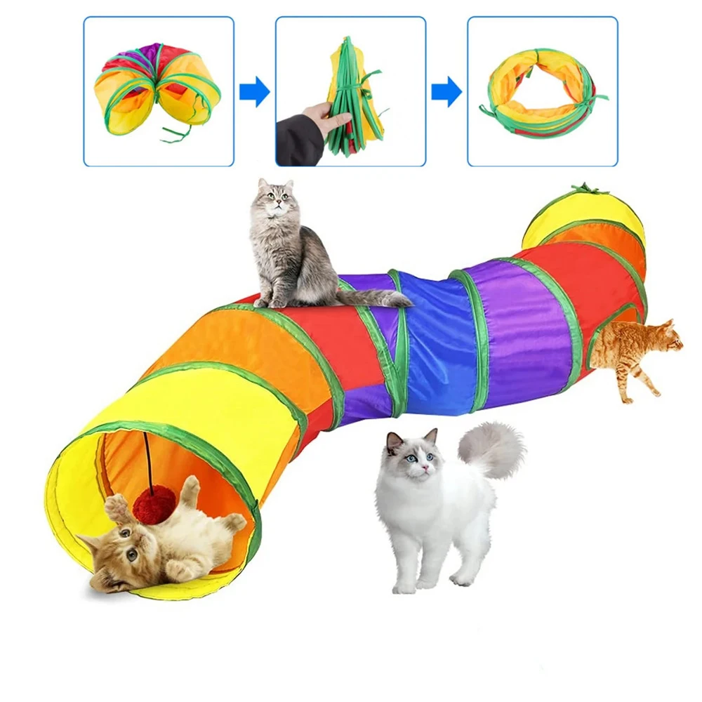 Collapsible Cat Playing Tunnel Pets Toys Connectable Cat Tunnel Cat Tube Toys Foldable Drill Hole Kitten Colorful Pet Toys 1