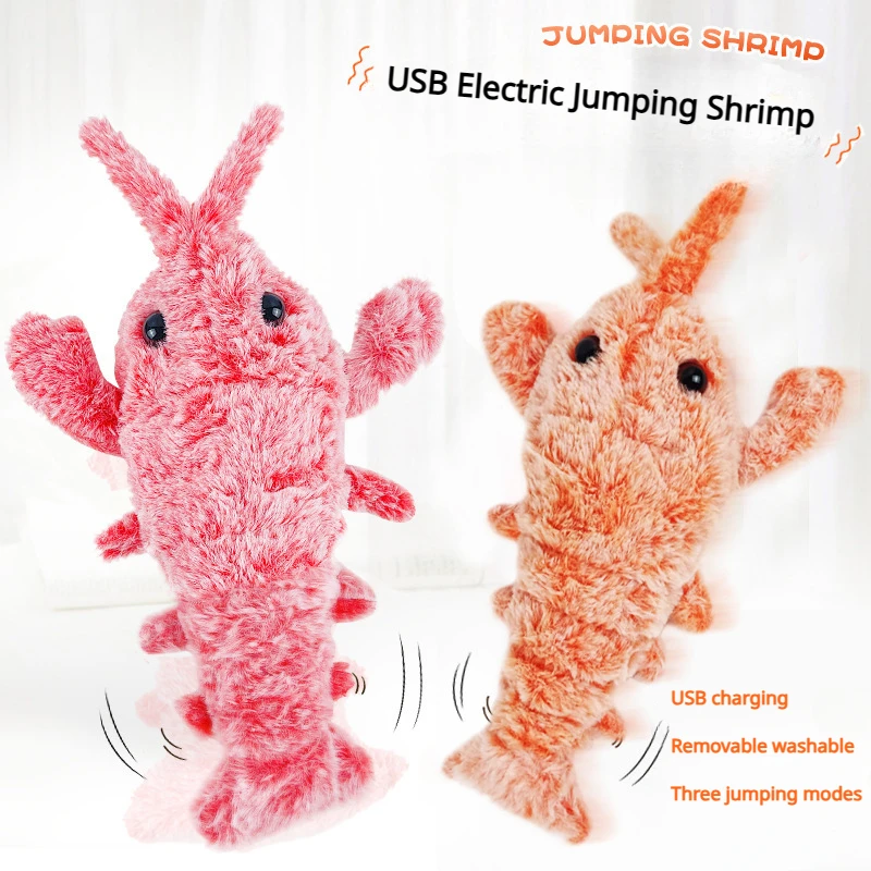 New Cat Toys Electric Lobster USB Rechargeable Simulation Jumping Shrimp Plush Electric Pet Teasing Cat Dogs Toys Pet Supplies 1