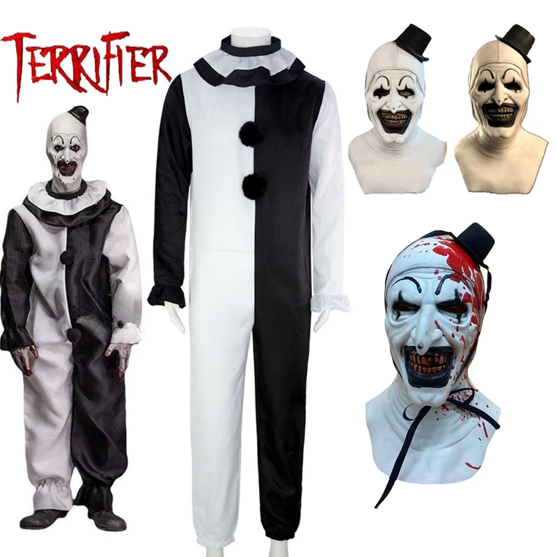 Art The Clown Cosplay Movie Terrifier 2 Art The Clown Cosplay Costume Jumpsuit Mask Halloween Costumes Mask for Men Women 1