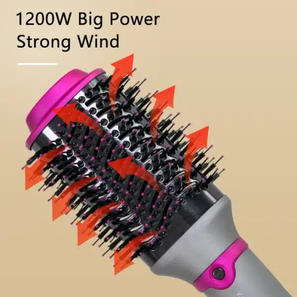 1200W Hair Dryer Hot Air Brush Styler Replaceable Head Straightener Curler Comb Roller One Step Electric Ion Blow Dryer Brush 2