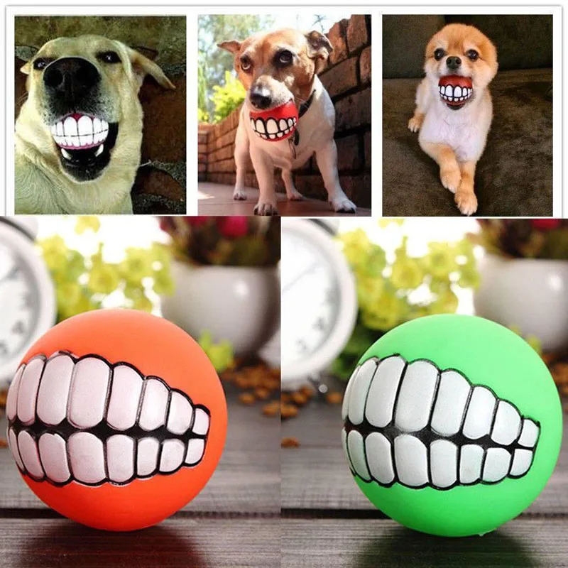 1pc Rubber Dog Toys Squeaky Cleaning Tooth Dog Chew Toy Small Puppy Toys Ball Bite Resistant Pet Supplies Petshop Diameter 7cm 1