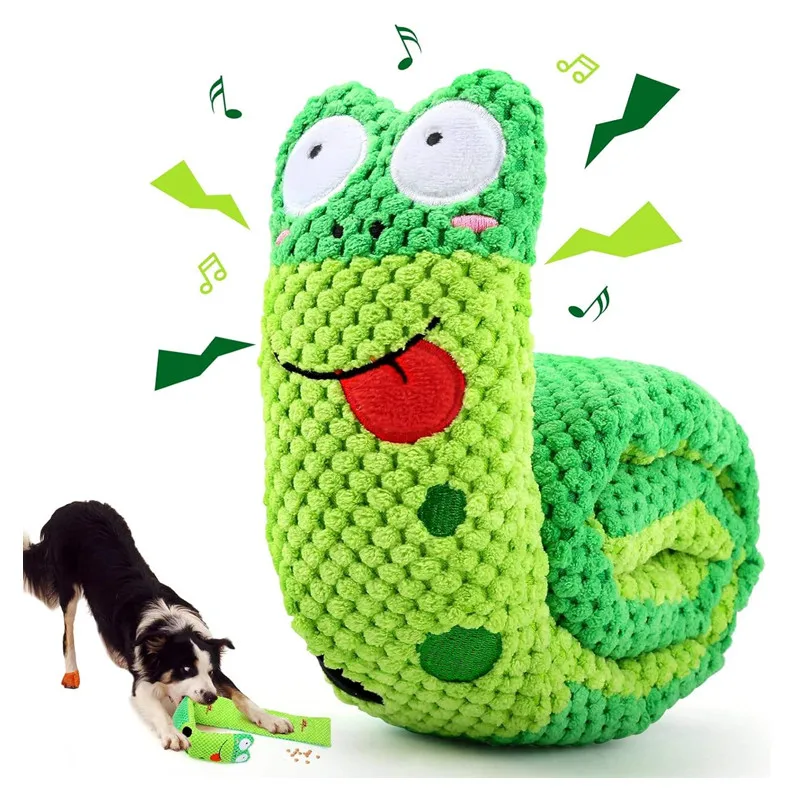 Dog Puzzle Feeder Interactive Toy Indestructible Plush Sound Squeak Puppy Toys For Resistant Foldable Snail Dogs Pet Supplies 1