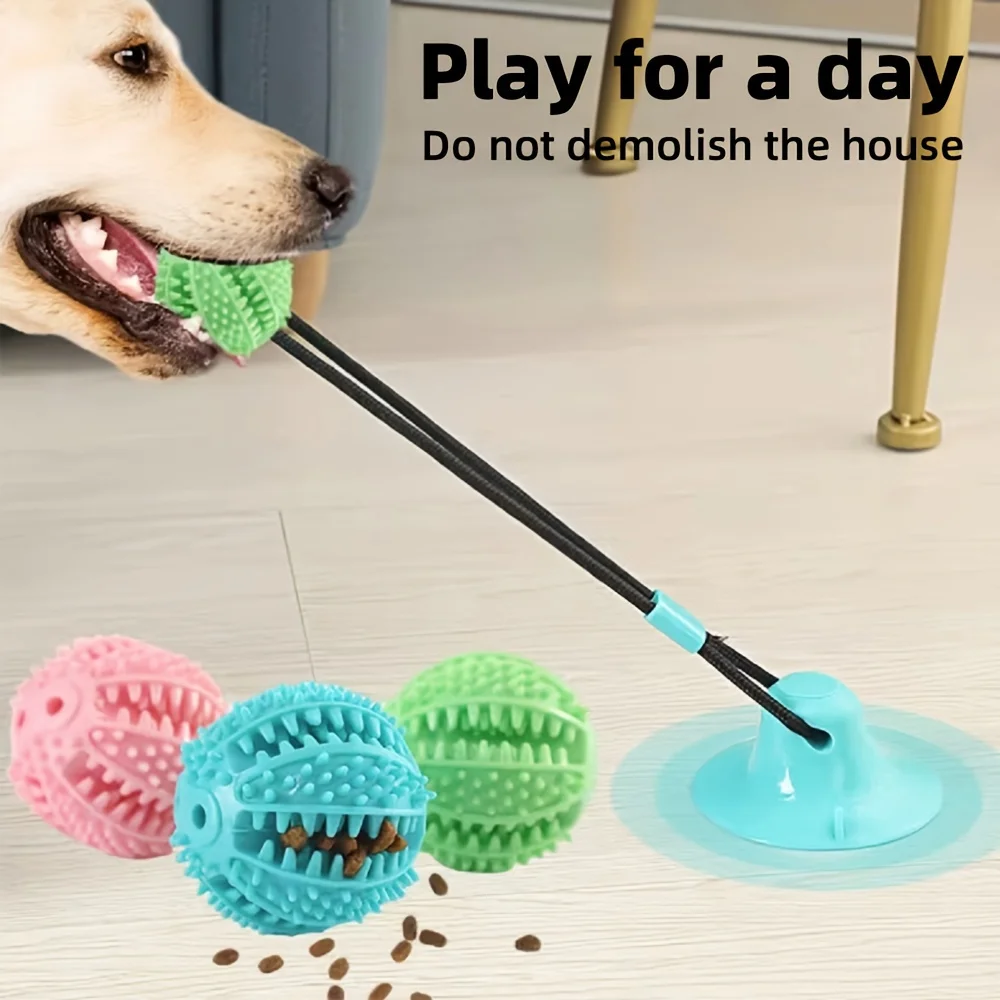 Interactive Dog Suction Cup Toy with Sound and Food Leakage - Durable Rubber Training Ball for Puzzle and Tug-of-war Play 1