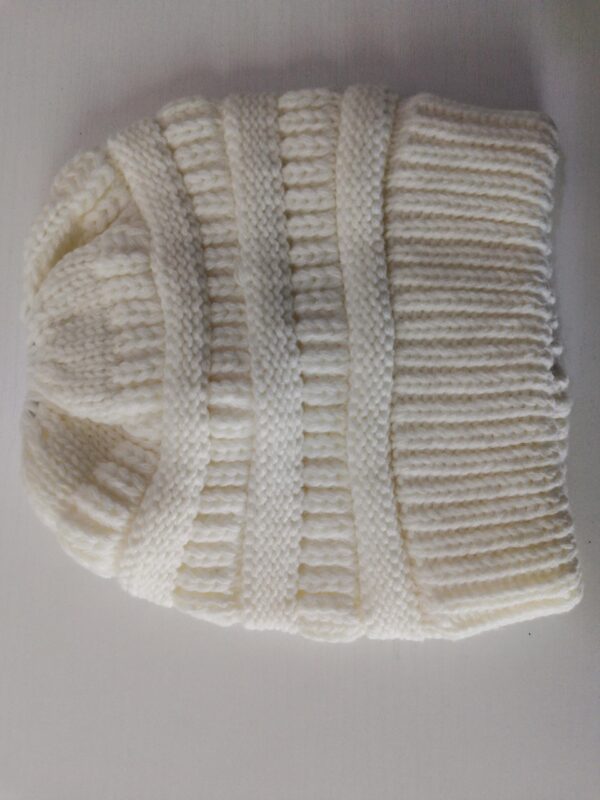 Mixed Color Knitted Wool Hat Ladies Non-labeled Ponytail Hat - Image 4