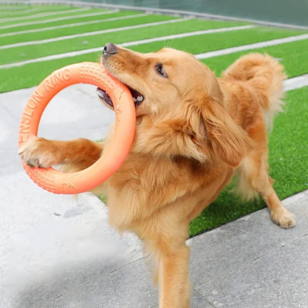 1pc Orange Dog Toys Pet Flying Disk Training Ring Puller EVA Interactive Training Ring Puller Resistant for Dogs 1