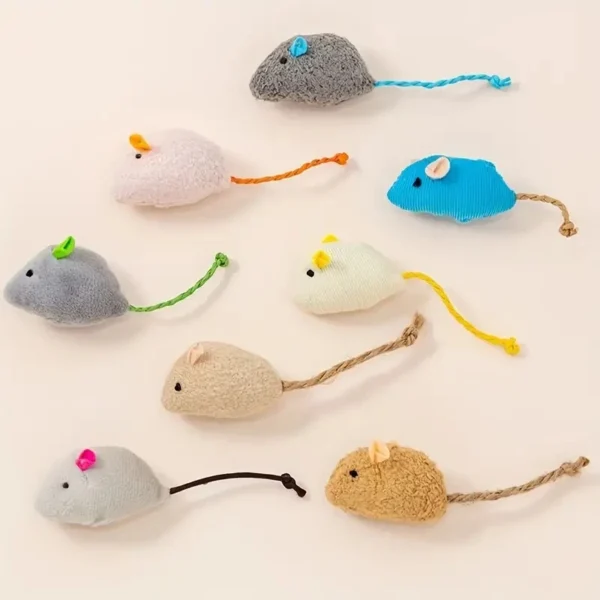 3/7/12PCS Interactive Plush Rat And Cat Toys With Durable Linen Perfect For Small Breeds Safe For Indoor Play 6