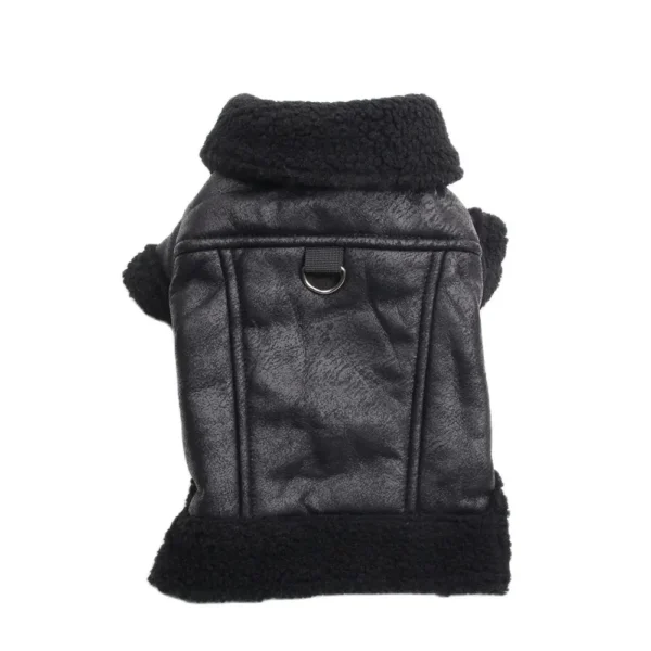 Winter Dog Coat Jacket Faux Leather Fleece Warm Pet Puppy Warm Clothing Apparel Outfit 2