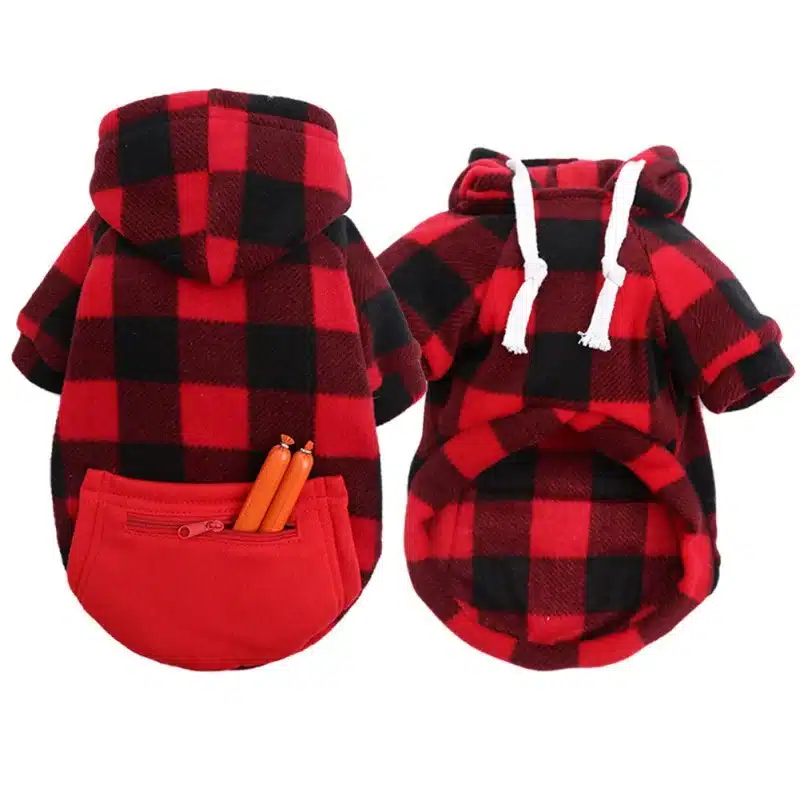 Winter Warm Dog Hoodie Pet Jacket Plaid Pocket Coat Cold Weather Dog Clothes Pet Apparel for Small Medium Large Dogs 1