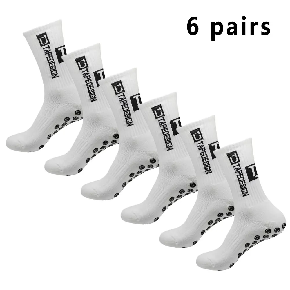 6 pairs of football socks sports socks men's mid-calf socks silicone non-slip dot socks basketball yoga socks 1