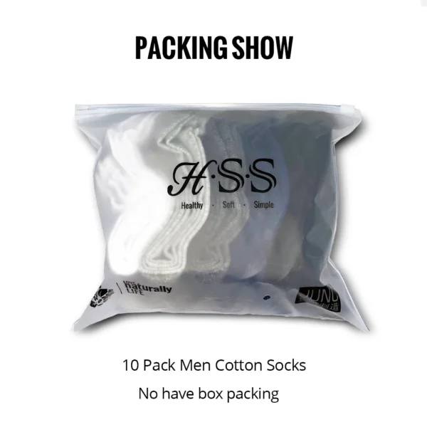 HSS 5/10 Pairs Men's Cotton Blend Socks Black Business Men Socks Soft Breathable Summer Winter for Male Socks Plus Size (6.5-14) 2