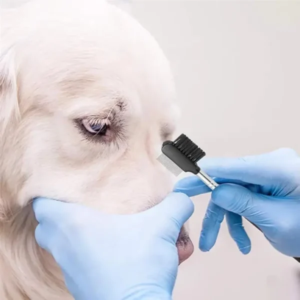 Pet Eye Comb Brush Pet Tear Stain Remover Comb Double-Sided Eye Grooming Brush Removing Crust Mucus for Small Cat Dog 1