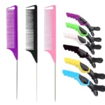 9PCS Alligator Clips and Steel Pins Pointed Tail Picking Comb Heat-resistant Anti-static Supplies Professional Hairdressing 1