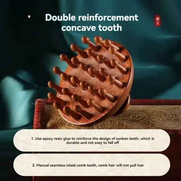 Sandalwood Massage Comb Finger Ring Comb Head Meridian Comb Can Be Scraped Through The Breast Anti-Static Wooden Brush 2