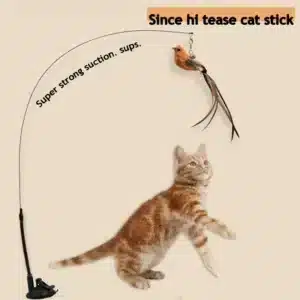 Simulated Bird Cat Toys Upgraded Epoxy Sucker Steel Wire Long Rod Feather Cat Teasing Stick Cat Self Hi No Harmful Ingredients 1