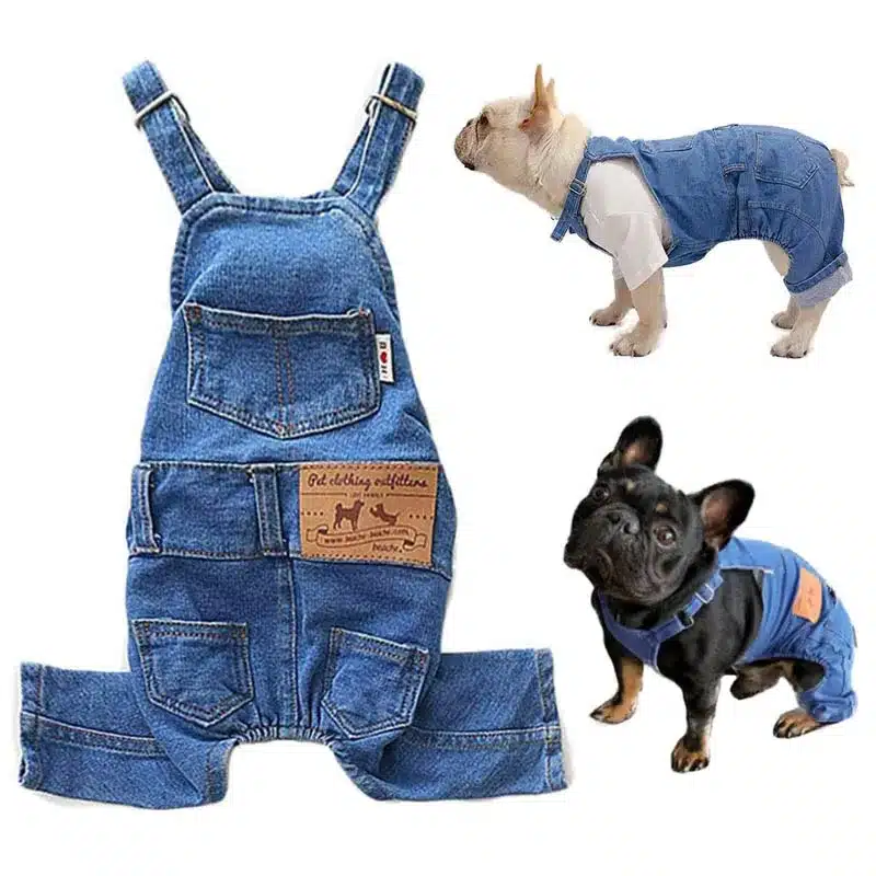 Fashion Pet Jean Overalls for Dogs Soft Denim French Bulldog Apparel Puppy Costumes for Small Medium Dogs Jeans Shirt Pant Sets 1