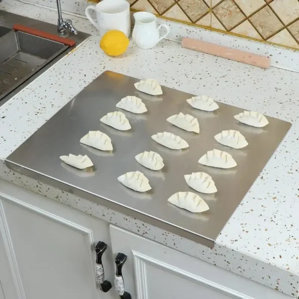 Stainless Steel Cutting Board With Lip Home Pizza Food Chopping Board Pastry Baking Board Countertop Protector Kitchen Gadget 3
