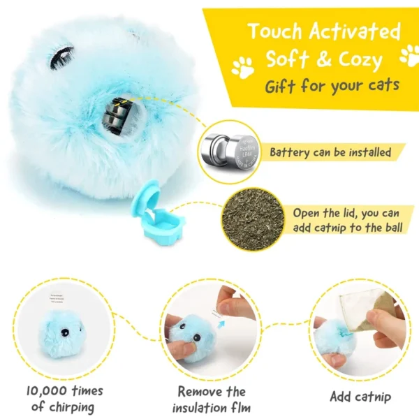 Electric Cat Toy Interactive Ball Catnip Squeaky Toys For Cats Chase Interesting Kitten Toy Not Boring Pet Accessories 4