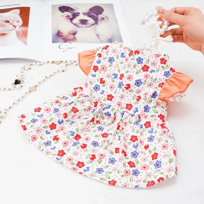 Dog Clothes Summer Dog Floral Dress Puppy Vest Luxury Dog Skirt Cotton Cat Dress Chihuahua Bichon Cat Dog Clothing Pet Apparel 1