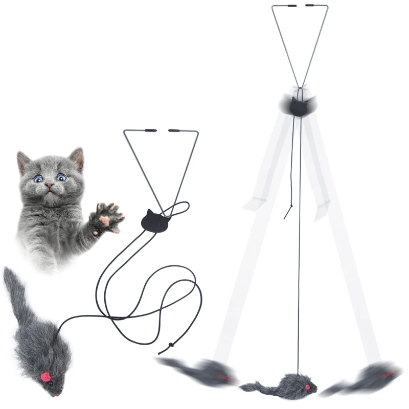 Interactive Cat Toy Hanging Clip Door Plush Mouse Self-hi Hanging Door Elastic Funny Cat Toy Juguetes Para Gatos Rascador Gato 1