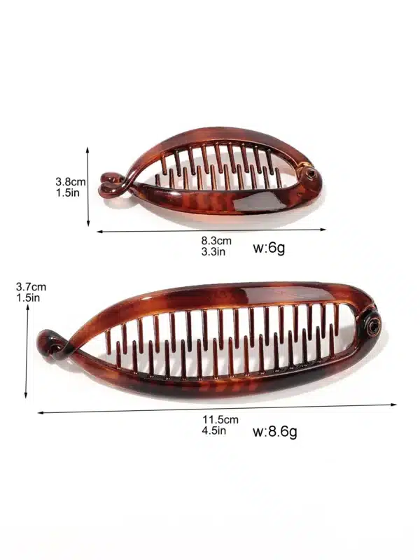 2pcs French Large Banana Clip Hair Comb, Elastic Banana Clip, Thick Hair Ponytail Clip, Interlocking Banana Hair Clip Styling Cl 6
