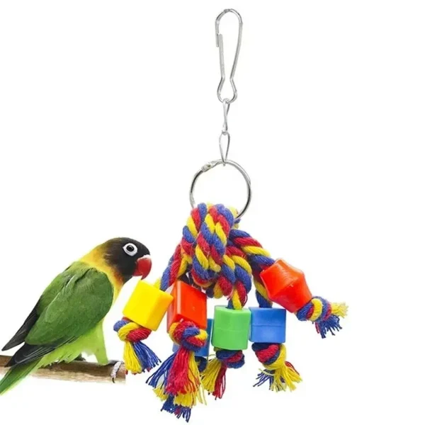 Parrot Chew Toy Cotton Rope Birds Toy Bite Bridge Bird Tearing Toys Cockatiels Training Hang Swings Birds Cage Supplies 6