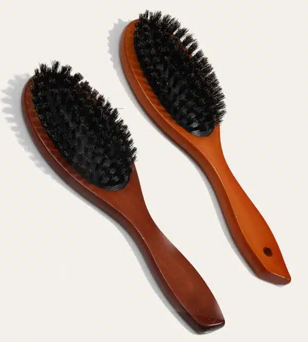 New Arrival Hair Brush Wood Handle Boar Bristle Beard Comb Styling Detangling Straighten Brown Lotus Boar Bristles Massage Comb 1