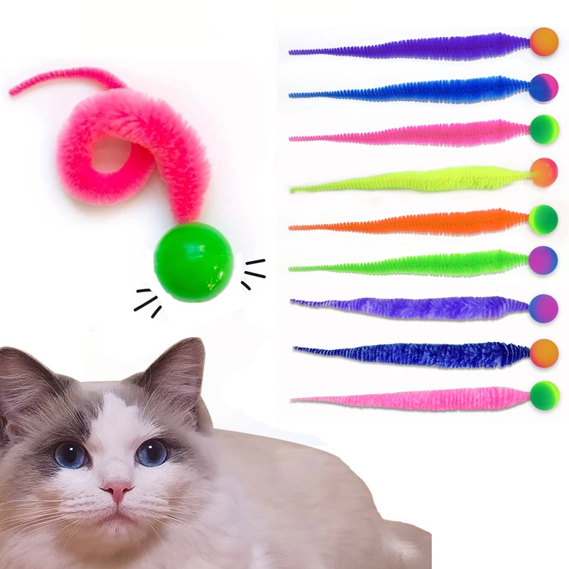 Cat Interactive Toys Tickle Cat Colorful Bouncing Ball Pet Supplies Puzzle Teasing Indoor Cat Worm Caterpillar Elastic Toy 1