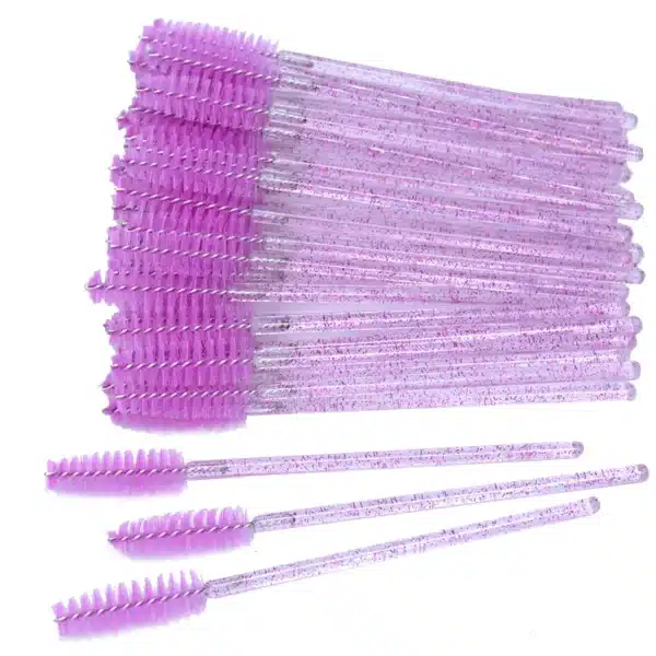 50Pcs Disposable Micro Glitter Eyelash Mascara Wands Mini Crystal Eye Lashes Brush Comb Eyebrow Spoolies Makeup Beauty Tools 3