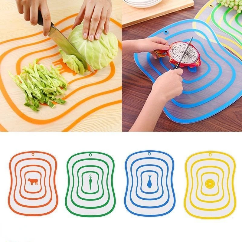 4pcs Kitchen Non-slip Chopping Blocks Flexible Cutting Board Plastic Cutting Boards Classification Chopping Board Kitchen Tool 1