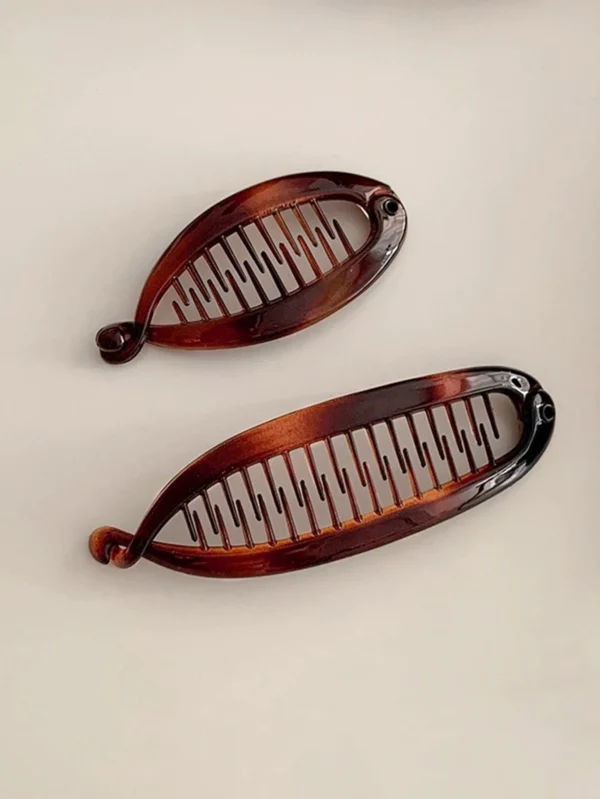 2pcs French Large Banana Clip Hair Comb, Elastic Banana Clip, Thick Hair Ponytail Clip, Interlocking Banana Hair Clip Styling Cl 1