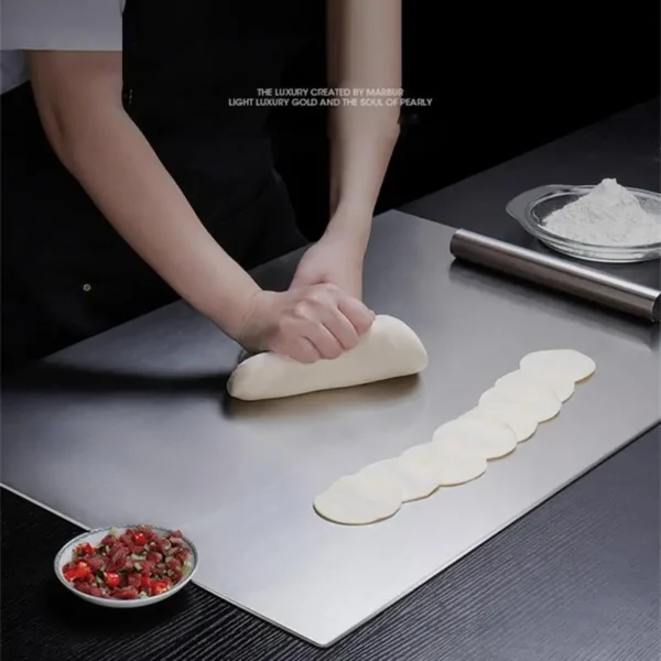 Stainless Steel Cutting Board With Lip Home Pizza Food Chopping Board Pastry Baking Board Countertop Protector Kitchen Gadget 4