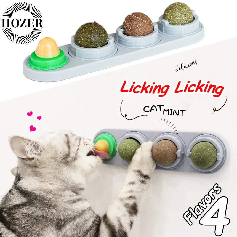 Natural Catnip Cat Wall Stick-on Ball Toy Scratchers Treats Healthy Natural Removes Balls to Promote Digestion Cat Grass Snack 1